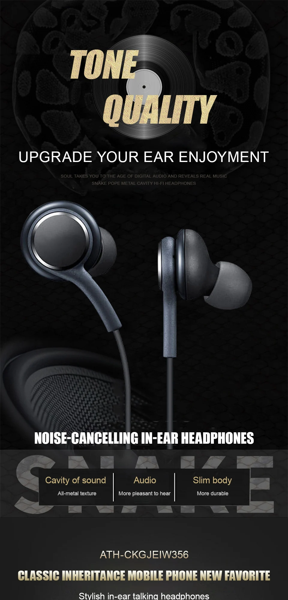 Audiophile Headphone Wired - Fones de ouvido intra-auriculares com fio